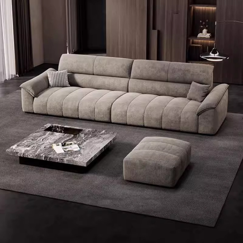 Italiano minimalista sofá de tela de Chenille diseñador de sala de estar de estilo pequeño estilo de estilo crema de aire recto sofá de algodón nuevo