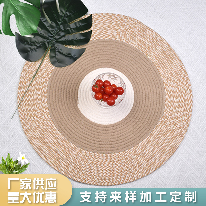 Estera de mesa hogar nórdico tejido hilo de algodón gradiente occidental placemat simple montaña decoración de escritorio tazón estera de aislamiento