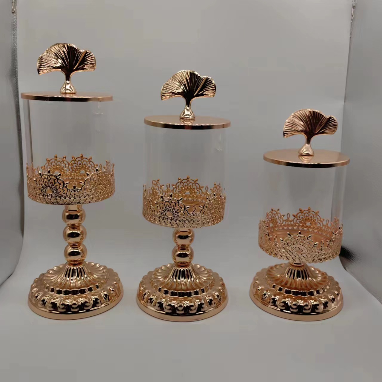 Candelabro Decorativo de Vidrio Set de 3 Piezas para Mesa de Comedor