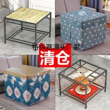 烤火桌子新款家用正方形不锈钢多功能取暖桌可折叠烤火架简易餐桌