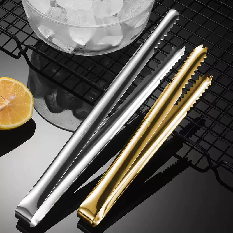 防滑硅胶304不锈钢冰夹 现货加厚酒吧冰块夹糖夹子迷你冰桶夹子