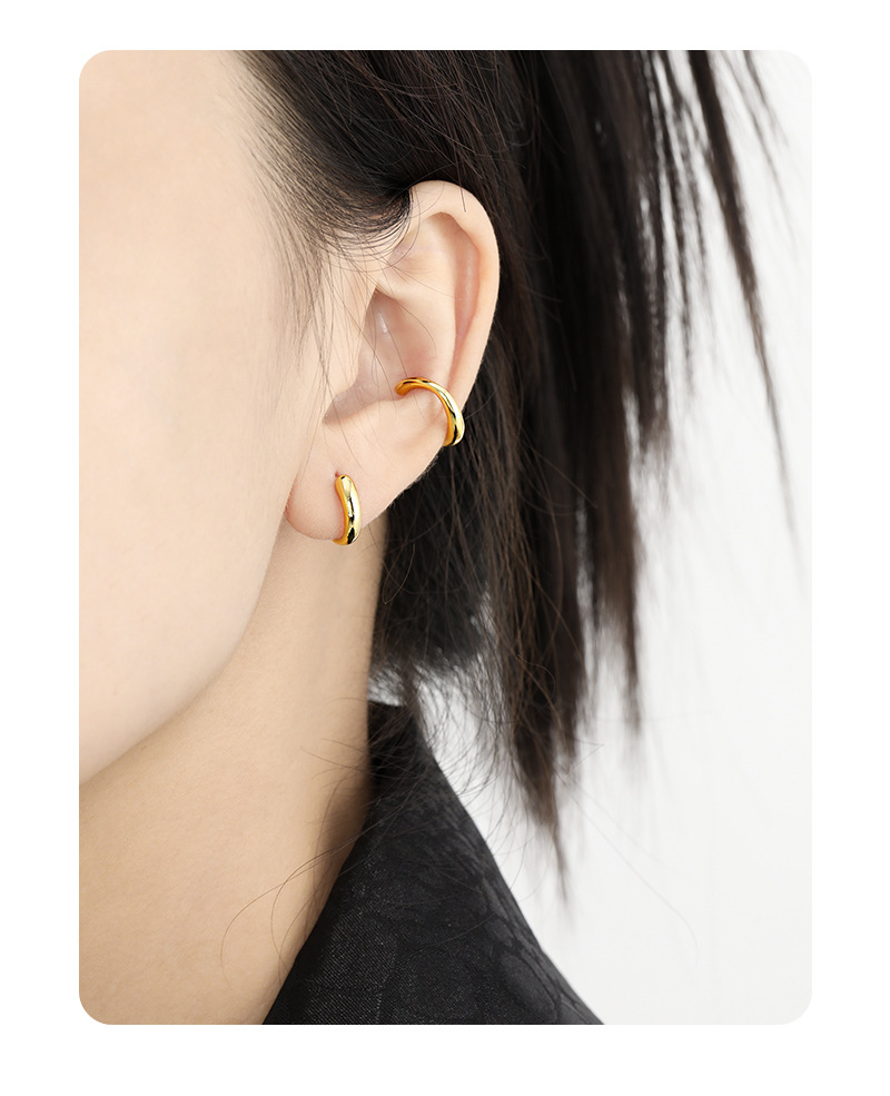 7g Weight 0.03µm Gold Plating Thickness Water Plating Gold Plating Process 925 Sterling Silver Ear Needle Material 1 Pair 925 Sterling Silver Round Earrings