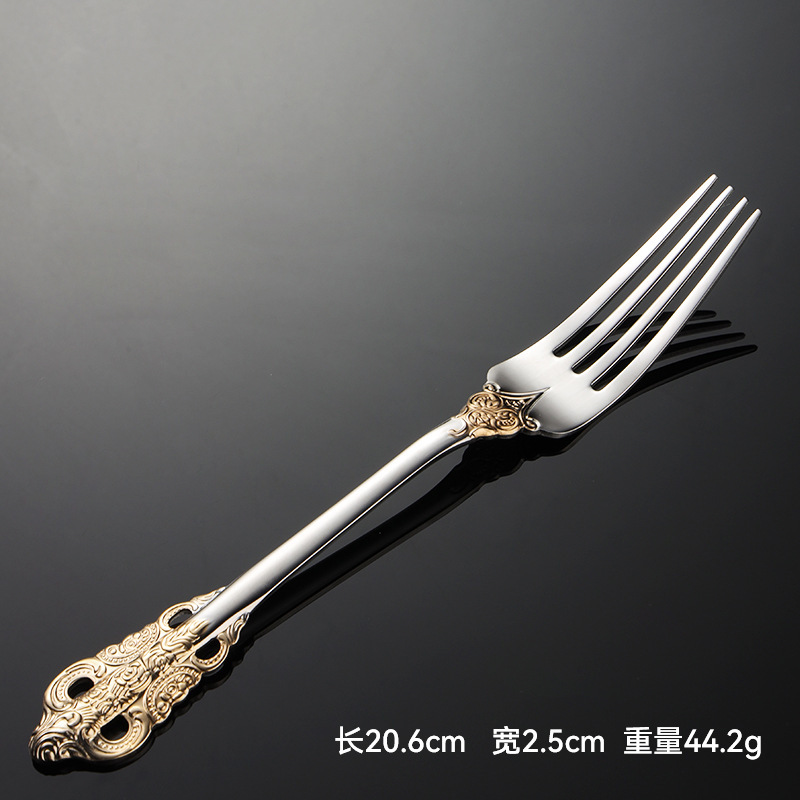 エーン316ステンレス宮廷シリーズ洋食ナイフフォークスプーン金メッキ四主件光ホテル食器主食スプーン|undefined