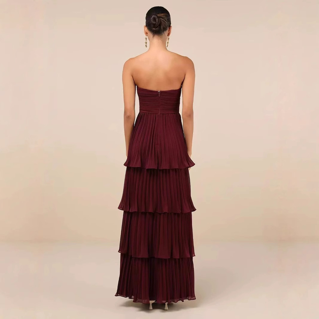 Robe de soirée bustier sirène pour femme – Robe de soirée sexy à volants superposés et taille cintrée (S-XXL)_voghion.com