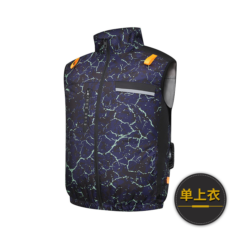 跨境货源夏季空调服降温反光条马甲带风扇的衣服风扇服工作服|undefined
