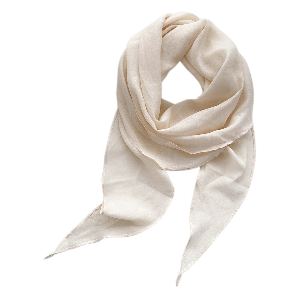 Cotton and Linen Solid Color Large Diamond Scarf Silk Scarf Women's Spring and Autumn Summer Korean Fashion Neck Protection Art Student Decorative Scarf