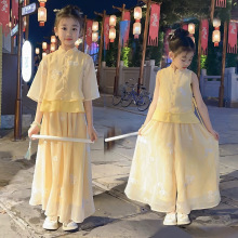 女童夏套装2026新款洋气儿童汉服夏季女孩夏装大童新中式国风唐装