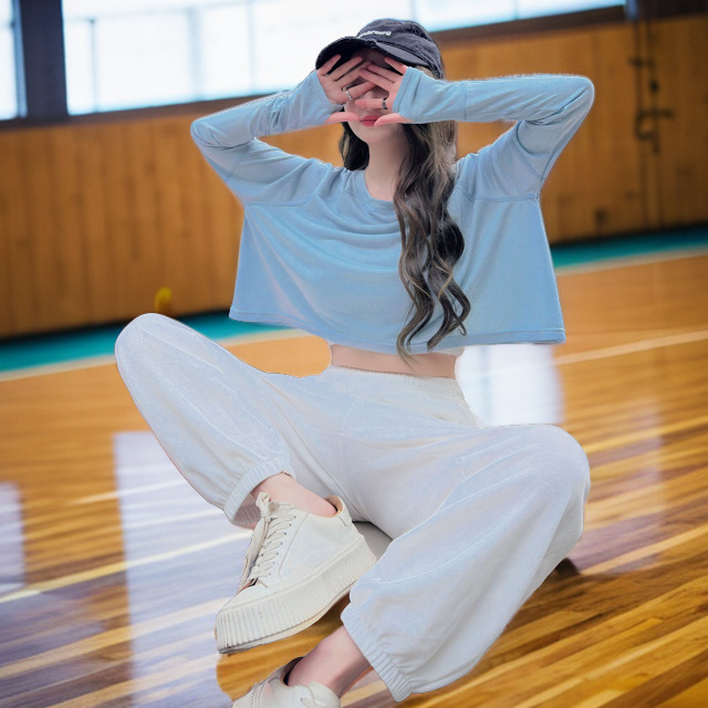 夏季透气运动长袖女t恤凉感莱赛尔圆领上衣宽松套头显瘦防晒罩衫