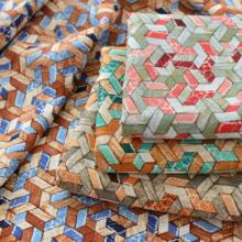 人棉布料夏季服装睡衣睡裙家居服防蚊裤儿童人造棉棉绸几何拼花纹