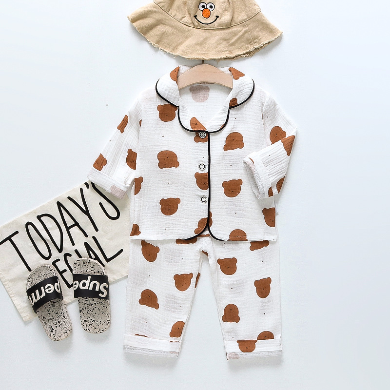 Cotton Yarn Wholesale Spring and Autumn Children's Pajamas and Home Wear Sets, Unbeatable Baby Kids Wear Cotton
