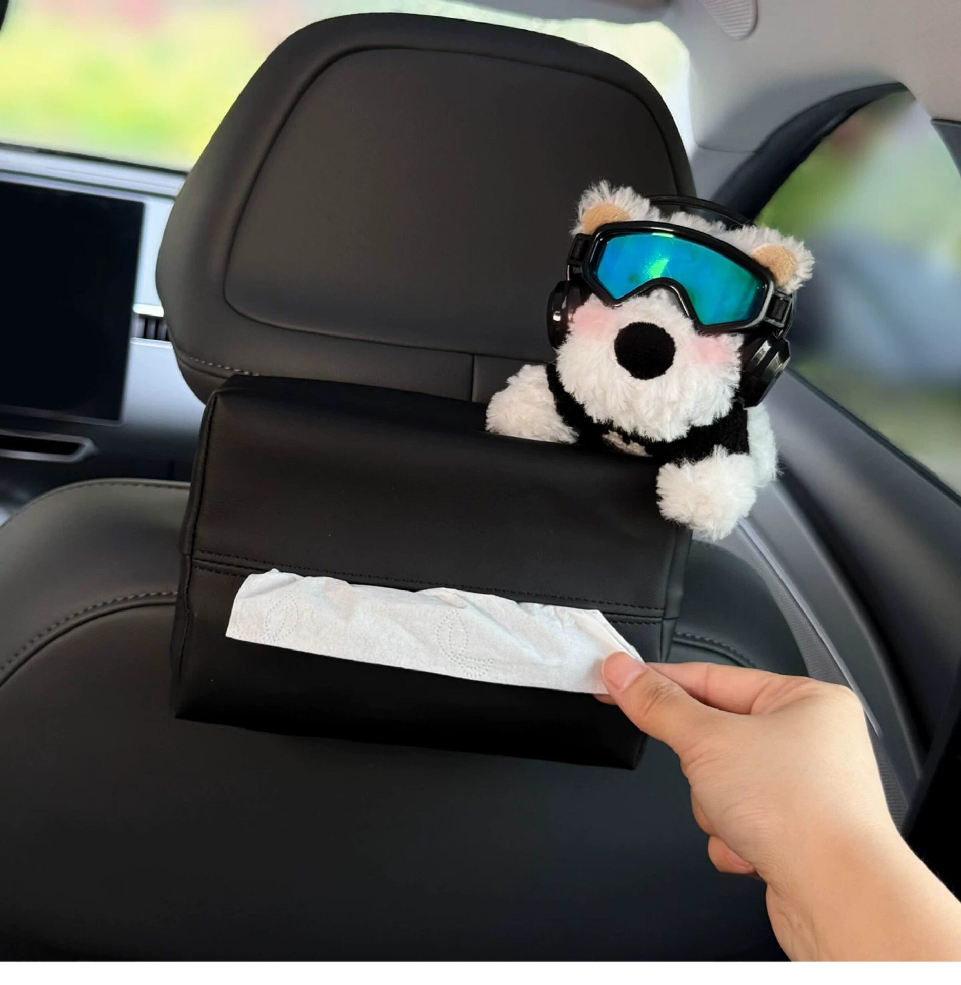 2026 New West Highland Car Tissue Box, Headrest Tissue Holder for Car, Cute Tissue Bag for Women