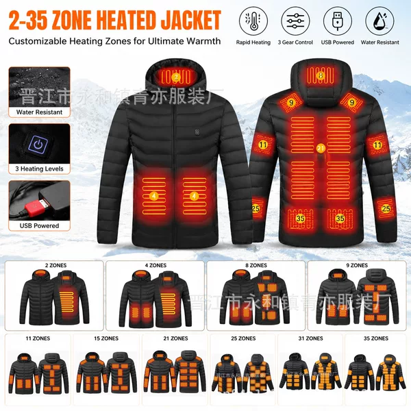 Cross-border for winter intelligent electric heating clothing heating jacket constant temperature cotton-padded jacket USB heating constant temperature cotton-padded jacket men and women