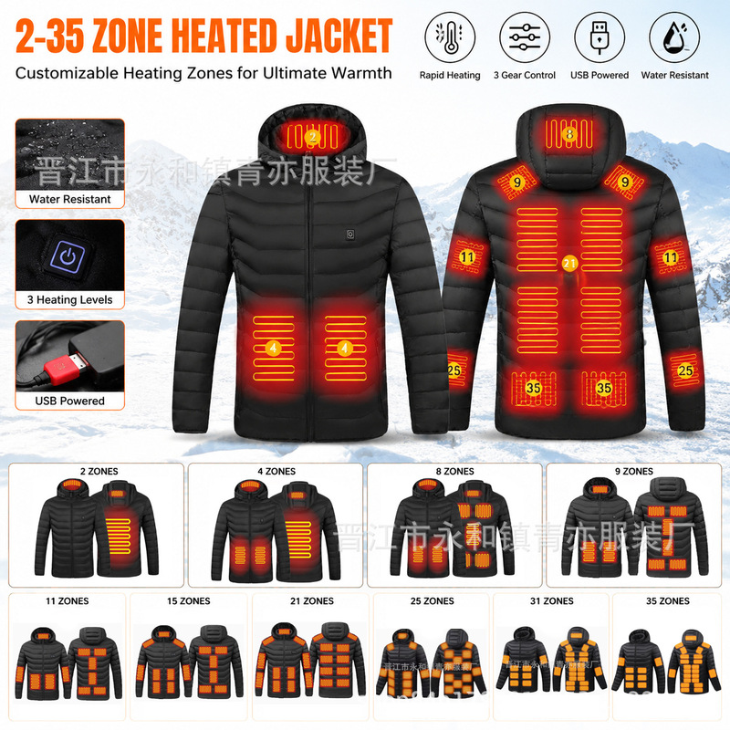 Cross-border for winter intelligent electric heating clothing heating jacket constant temperature cotton-padded jacket USB heating constant temperature cotton-padded jacket men and women