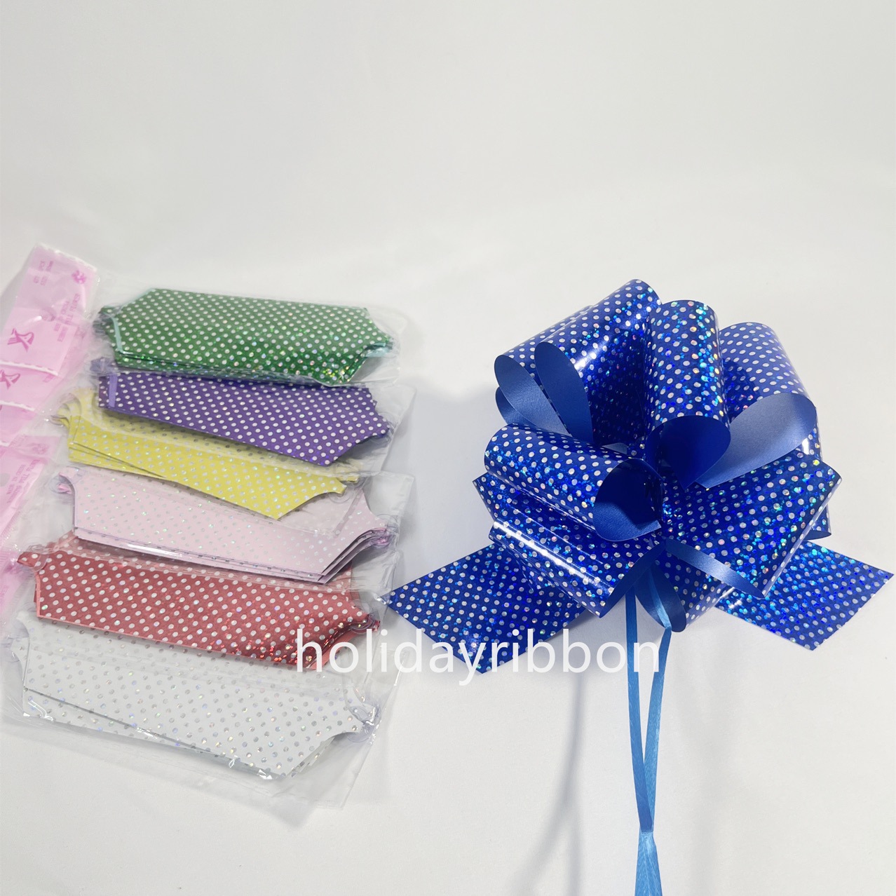 Honglida suministro masivo de impresión metálica bola láser flor de embalaje de vacaciones flor de mano Amazon caja de regalo flor de cinta