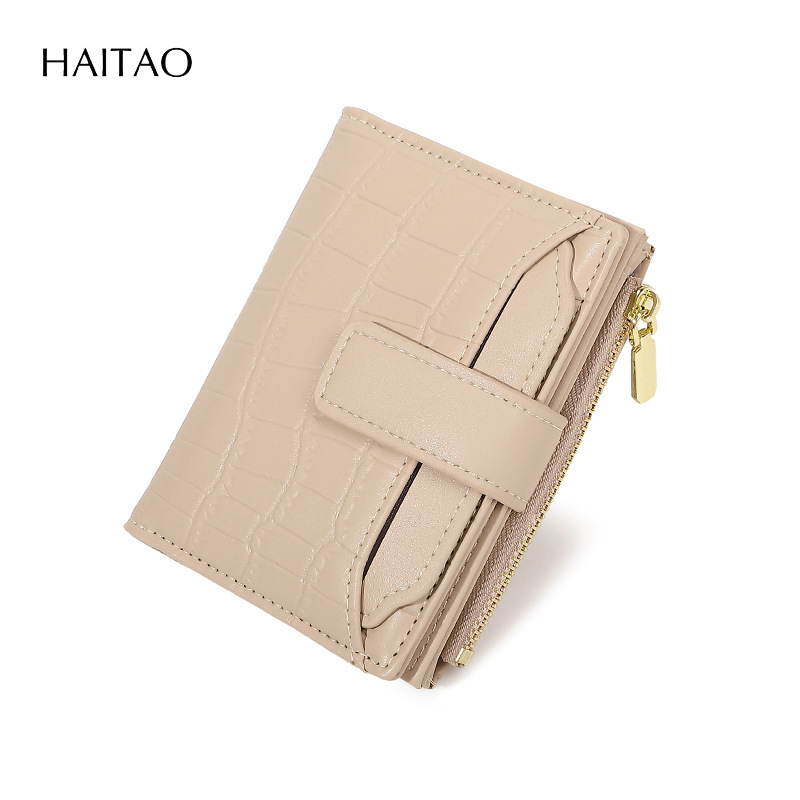2025 nueva billetera para mujer, versión de alta gama, patrón de piedra coreano, dos pliegues, doble cremallera, funda para tarjeta de cuero, billetera