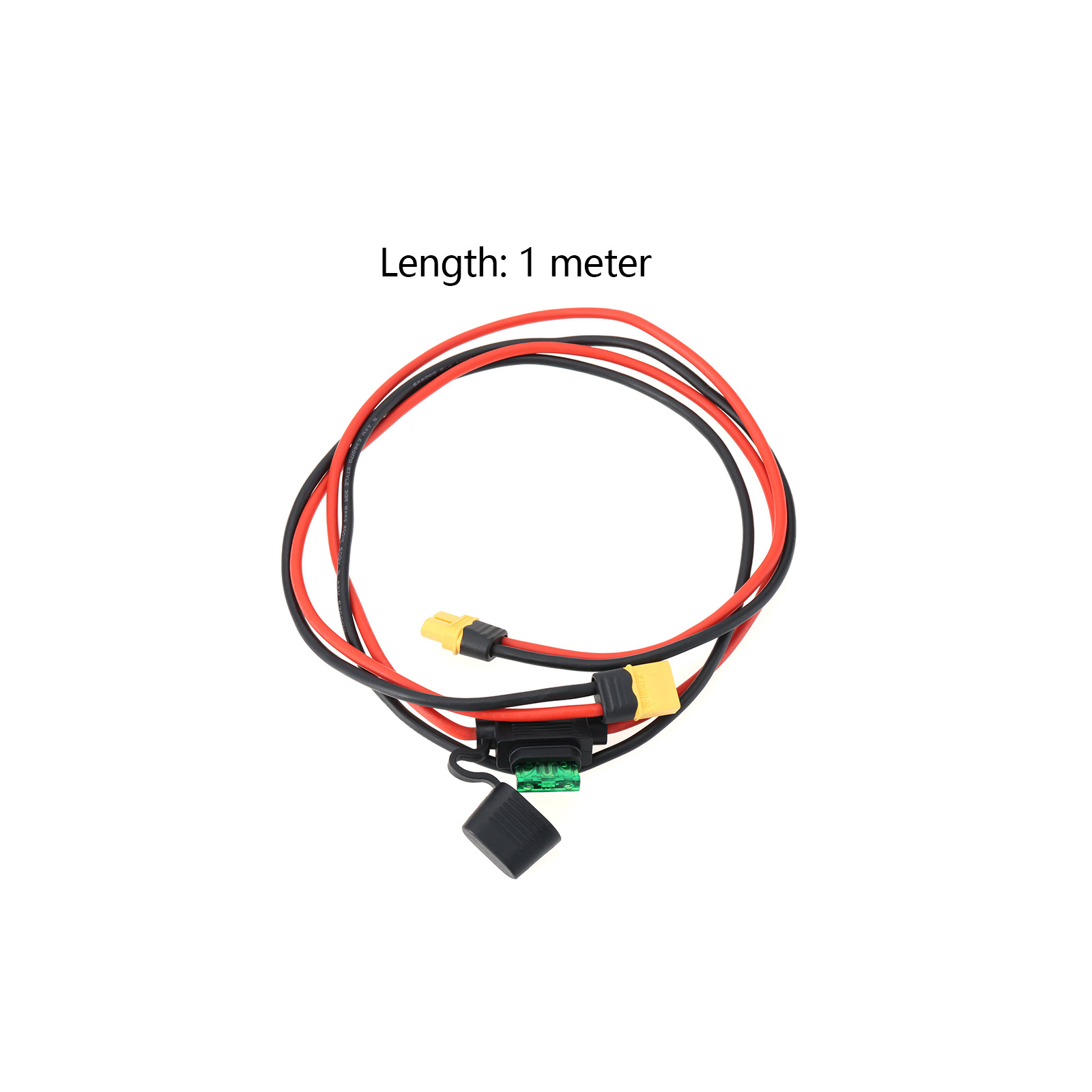 中12圆黑红黑硅胶线1米+XT60公母黄色壳保险盒30A 现货批发