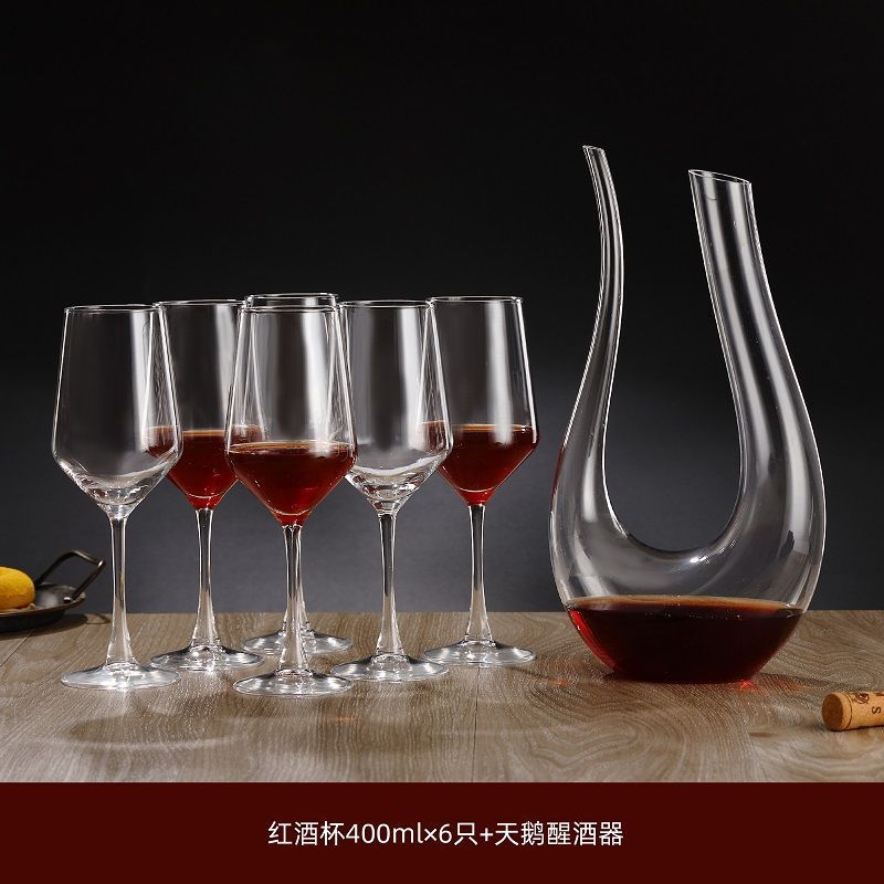 Copa de vino tinto de alto valor de manzana verde Copa de vino de vidrio sin plomo Juego de lujo ligero para el hogar Copa de uva decantador