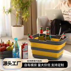 ハンドル付き折りたたみピクニックバスケット、多機能家庭用バスケット、屋外果物と野菜の保管折りたたみバスケット、正方形折りたたみバスケット卸売