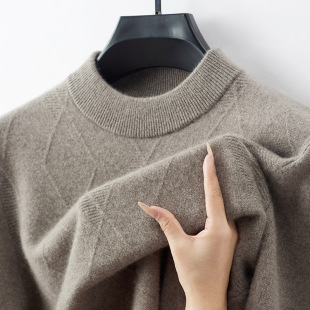 New Round Neck 100 Pure Cashmere Men's Sweater Round Neck High-end Daily Casual Cashmere Base Sweater Wholesale