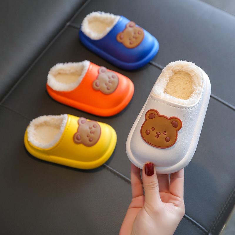 Autumn and winter children's cotton slippers bag with cartoon cute middle-aged and older children's home use boys and girls baby cotton shoes