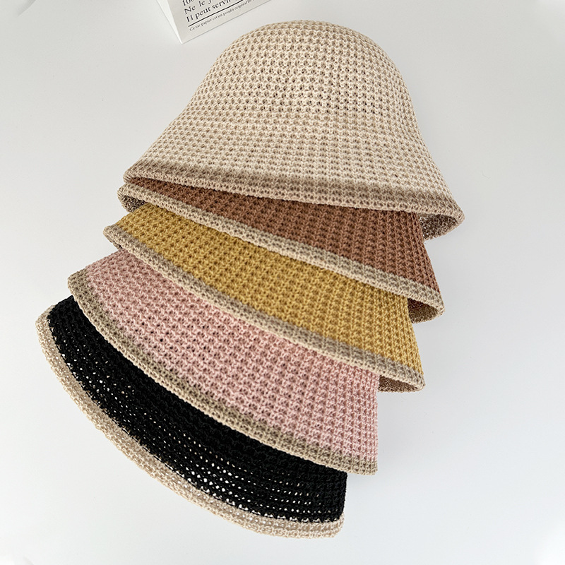 Nouveau bonnet de bassin à la mode, pliable et minimaliste, chapeau de seau d'eau, pare-soleil tricoté, petit bord, respirant et protection solaire, chapeau de pêcheur_voghion.com