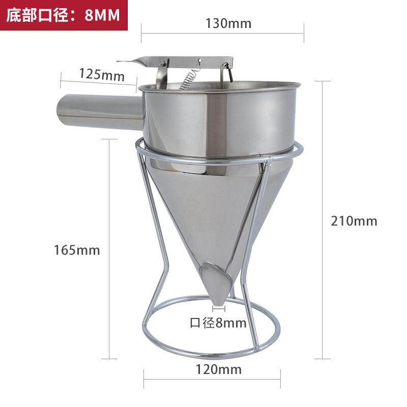 ステンレス鋼タコボール漏斗円錐形生地漏斗スタンドと蓋ハンドル取り外し可能なケーキディスペンサー|undefined