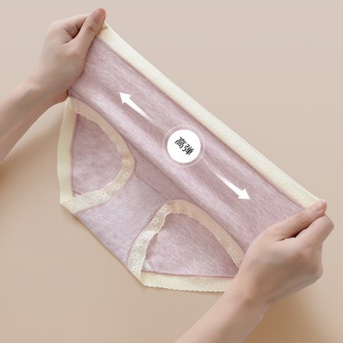 60-count Xinjiang long-staple cotton mid-waist lace underwear for women pure cotton crotch antibacterial breathable women's cotton briefs wholesale