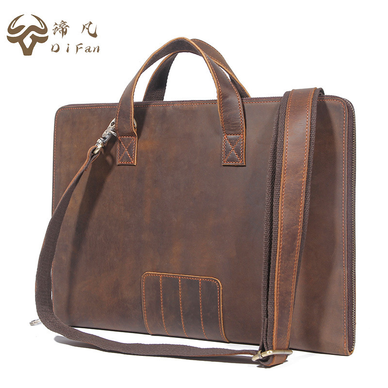 Difan 3018 Retro Crazy Horse Leather 14inch Business Laptop Bag Men's Briefcase Wholesale Difan 3018 Retro Crazy Horse Leather 14inch Business Laptop Bag Men's Briefcase Wholesale