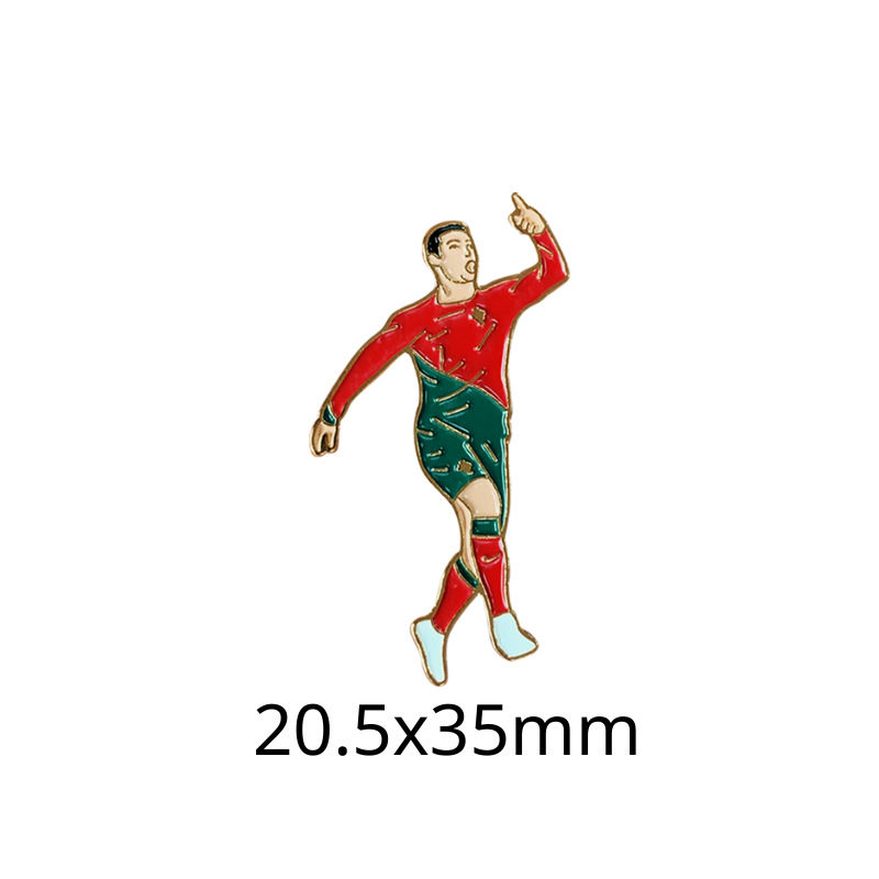 Fabricante personalizado Champions League World Cup Football Super Star Metal Insignia Imagen de dibujos animados Etiqueta del teléfono móvil Insignia Regalo