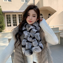 韩版獭兔毛围巾荷叶边双面皮草围巾围脖秋冬保暖毛领子女高级感