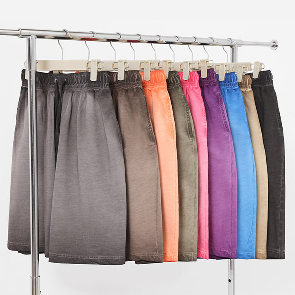 Amazon retro estilo de dos colores gradiente hacer viejos pantalones cortos casuales largos sueltos pantalones cortos de algodón blanco