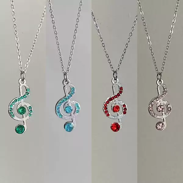 Cross-Border Hot-Selling Vintage Blue Note Necklace for Girls with Sparkling Rhinestone Musical Note Pendant Clavicle Chain
