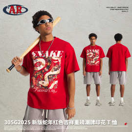 ARTIE男装丨2025春夏蛇年吉祥生肖元素结合数码潮牌印花男短袖t恤