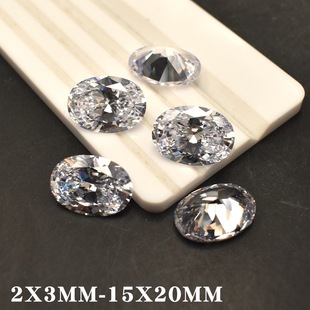 Transparent Oval Gemstone Loose Stone White Ring Surface with Egg Shape Colorfuled Zircon Manufacturer
