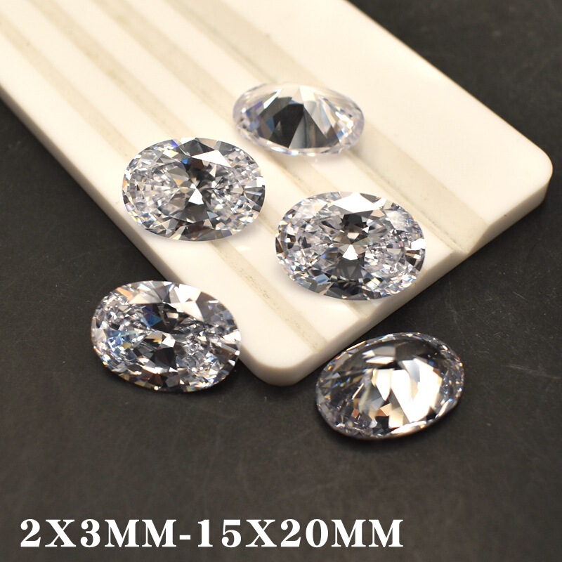 Transparent Oval Gemstone Loose Stone White Ring Surface with Egg Shape Colorfuled Zircon Manufacturer