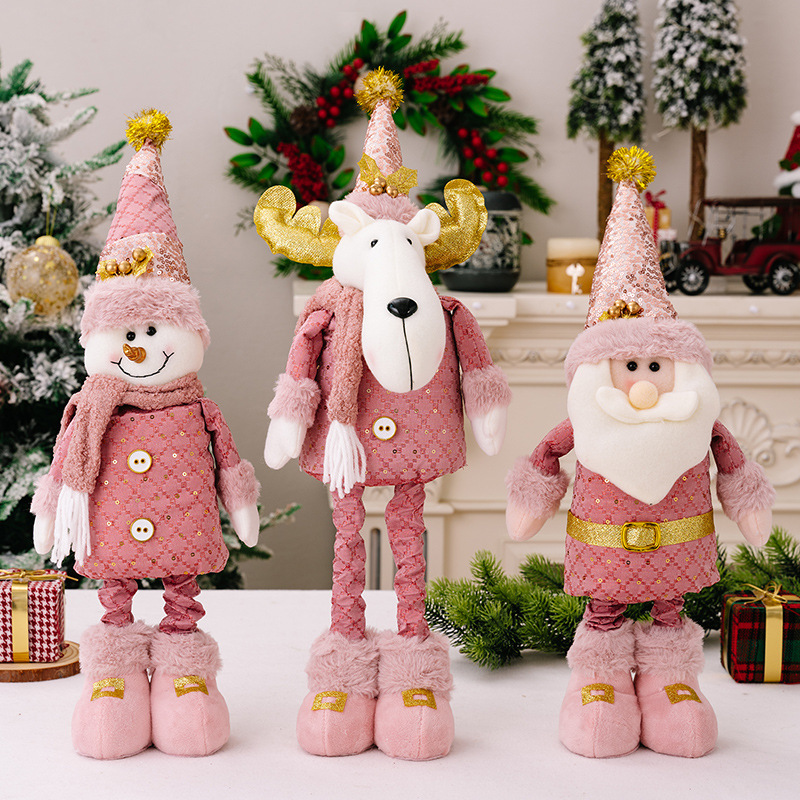 3種類の豪貝クリスマス装飾品ピンク老人雪だるまヘラジカ伸縮公仔ショーウインドーにクリスマスプレゼントを飾る|undefined