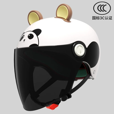 Half Helmet Baby Four Seasons | Motosiklet kaskı (dəbilqə) - red-panda-3-16-years-old-can-be-worn-sun-protection-long-mirror