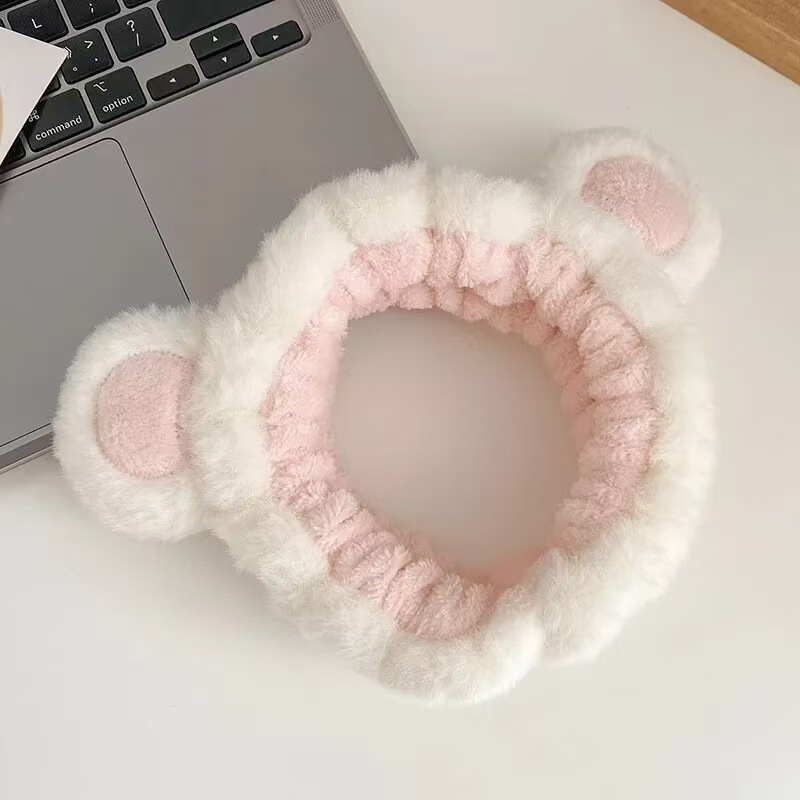 ぬいぐるみ洗顔ヘッドバンド、女性用フェイシャルマスク、洗顔ヘッドバンド、防水防湿ヘッドバンド、ヘッドバンド、ヘアアクセサリー|undefined