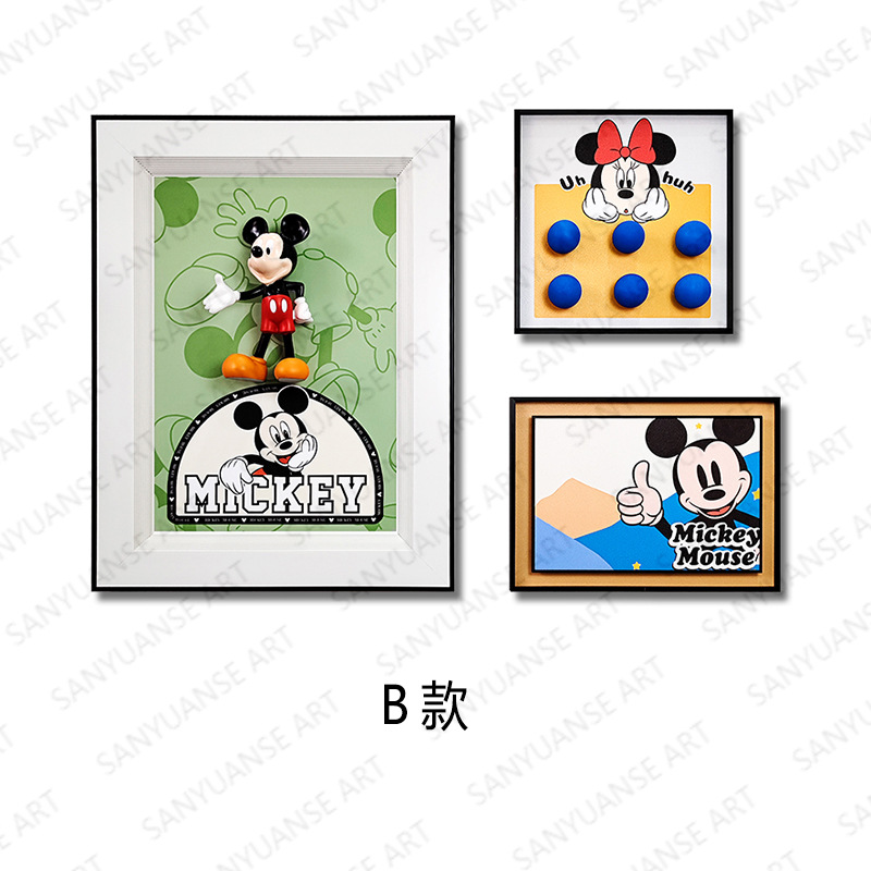 Pintura física tridimensional niño niña habitación pintura colgante dibujos animados Mickey Minnie pintura decorativa habitación infantil pintura creativa