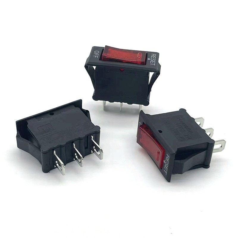 过载保护船型开关带灯10A250V 排插开关二合一KCD3过载开关