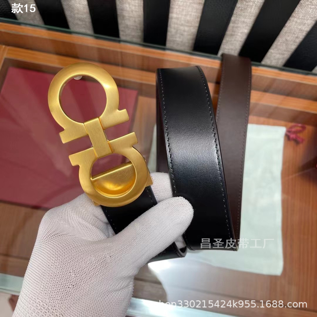 15. 매트 골드 버클 + 블랙 브라운 (광택)