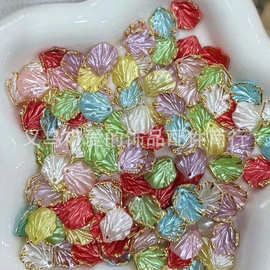 17*15mm烫金边仿珍珠珠光花瓣白菜叶牡丹花DIY饰品配件材料厂家批