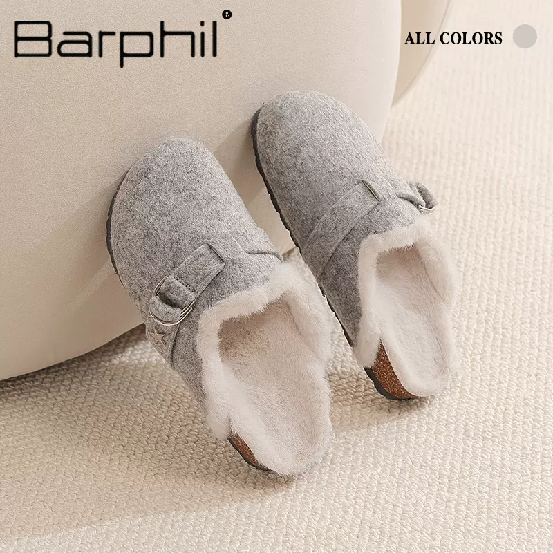Barphil室内家居秋冬女士时尚外穿保暖防滑百搭休闲勃肯拖鞋厂家