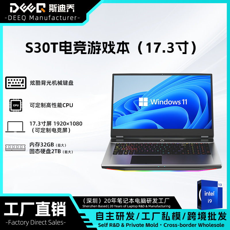 Staigao S30T Factory Direct Supply Core I9 Gaming Notebook 17.3-Inch 4g Independent Display Laptop Cross-Border Wholesale