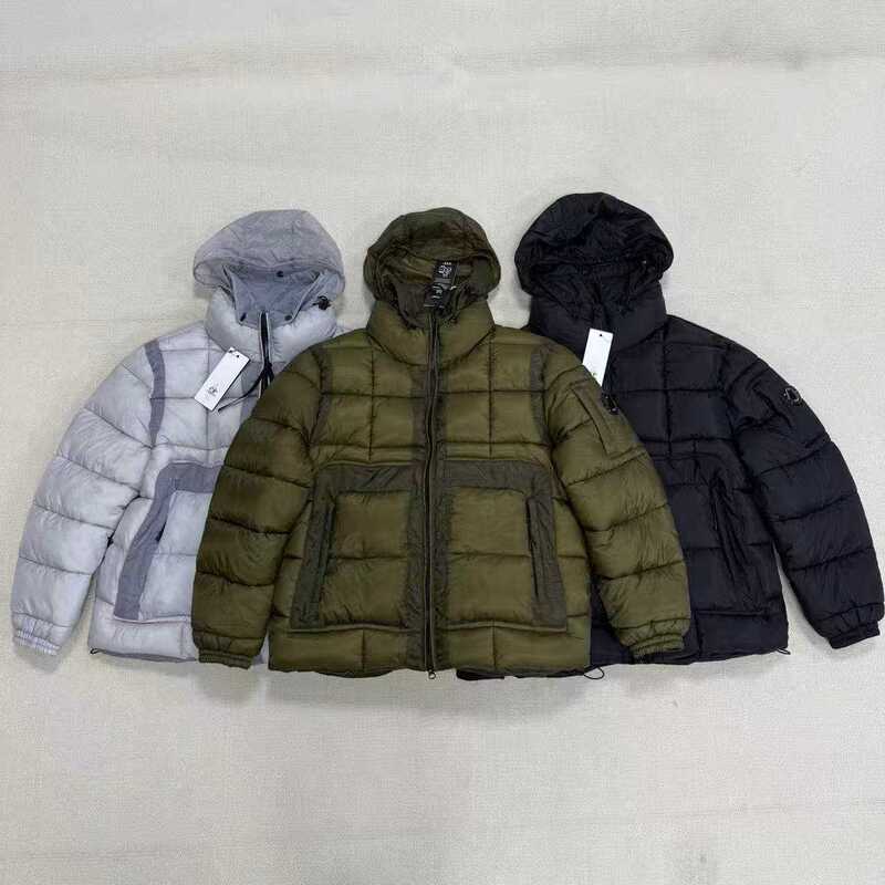 Cp Cross-Border Cp Black Circular Compass Badge Square Quilted Stand Collar Cotton Jacket with Dual Color Contrast Cp Cross-Border Cp Black Circular Compass Badge Square Quilted Stand Collar Cotton Jacket with Dual Color Contrast