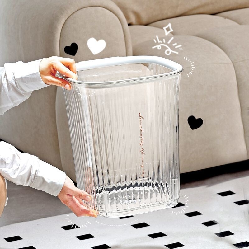 Transparent trash can, stylish design, suitable for home use in the living room, kitchen, bathroom, and office; large size, ideal for bedrooms Transparent trash can, stylish design, suitable for home use in the living room, kitchen, bathroom, and office; large size, ideal for bedrooms