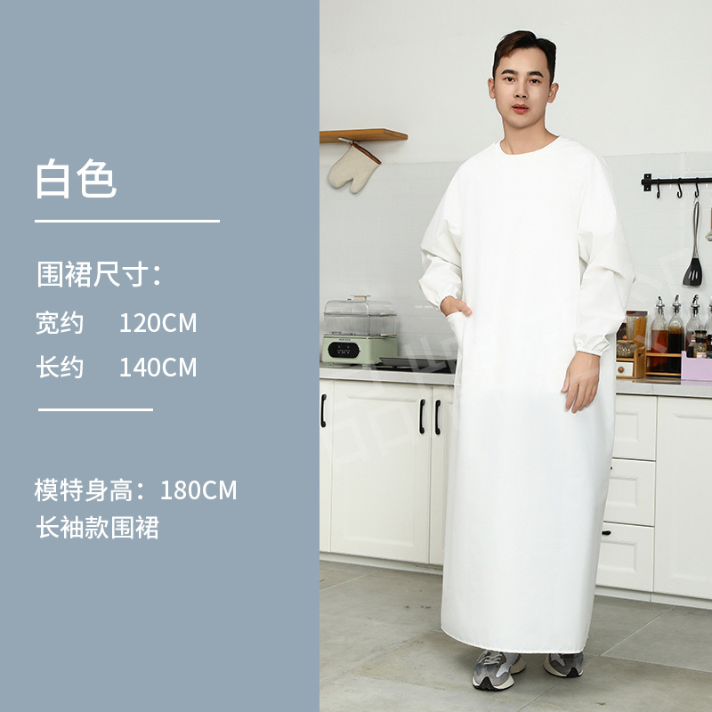 Blanco impermeable abrigo de manga larga 3XL