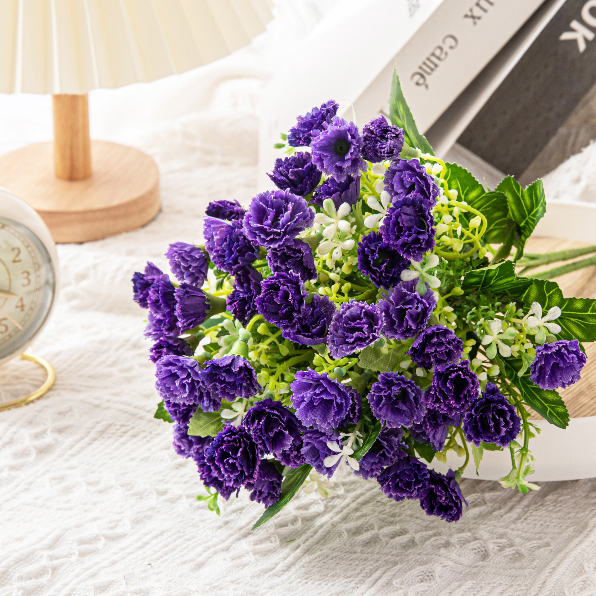 Simple flor artificial Flor de plástico verde planta decoración salón decoración fragante Clavel floral al por mayor