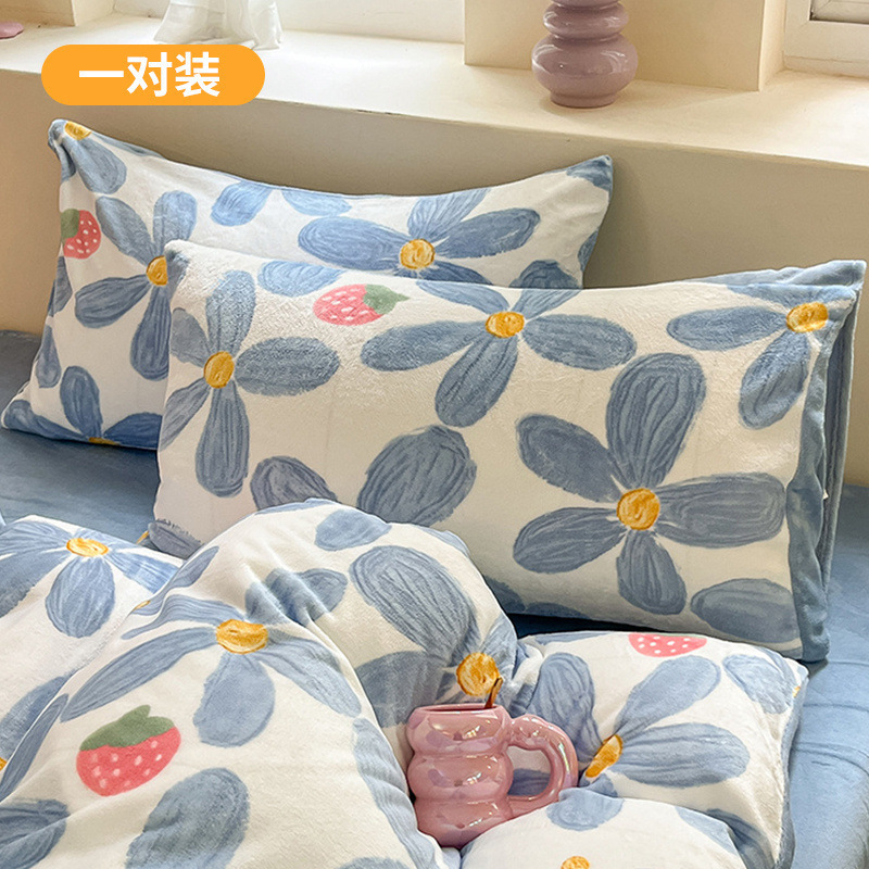 Funda de almohada de terciopelo de leche de invierno, un par de fundas de almohada de terciopelo de coral grueso, una sola funda de revestimiento de núcleo de almohada para niños 48x74 2