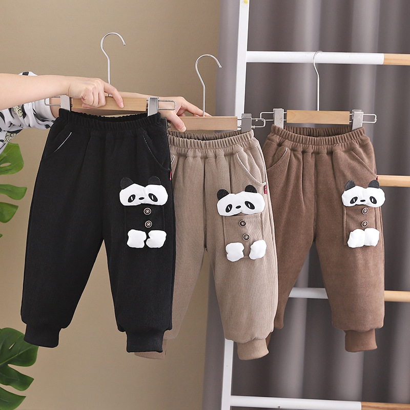 男童冬装裤子2024新款婴儿童裤卡通保暖棉裤男宝宝冬季加绒裤潮款